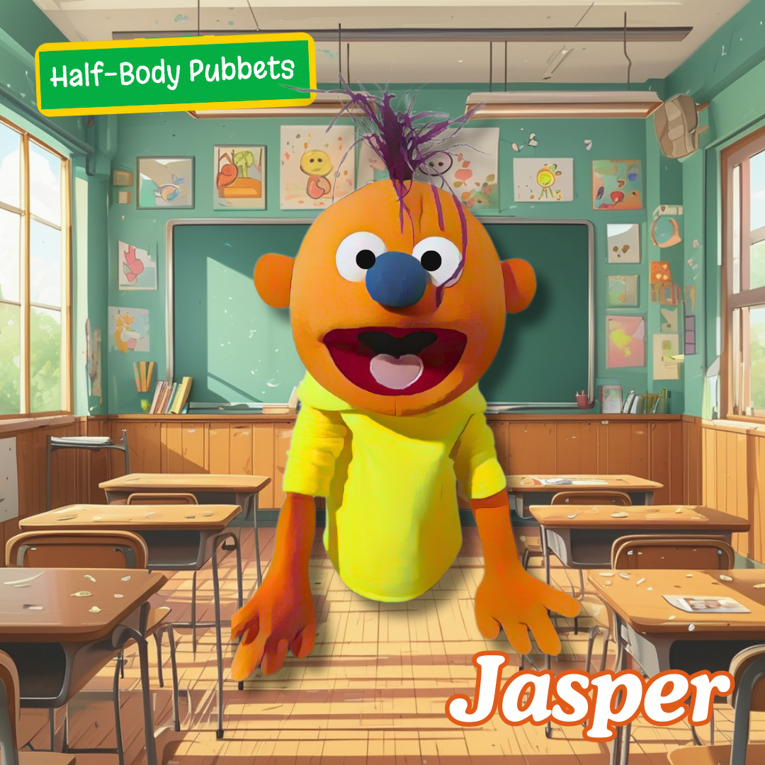Jasper – Pubbet Sidekick Orange Boy Hand Puppet with Carry Bag (14”/35cm)