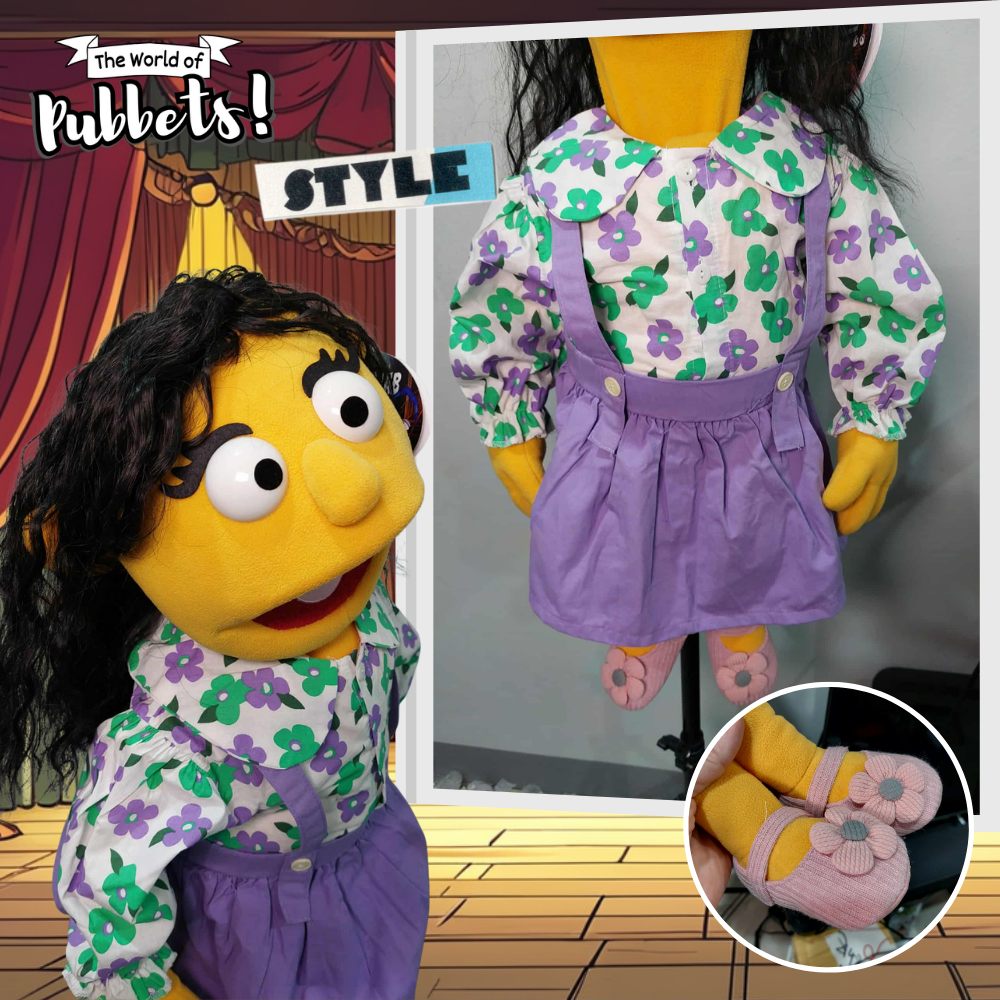 Amelie - Premium 28" Orange Full-Body Girl Hand Puppet with Outfit & Carry Bag