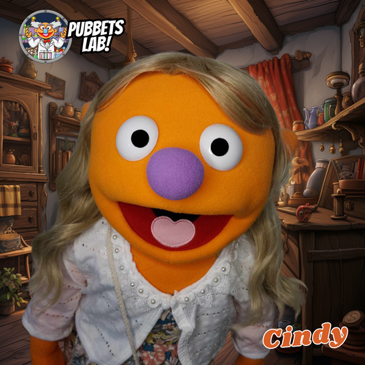 Cindy - Premium Orange 27" Full-Body Hand Puppet with Outfit, Shoes & Carry Bag