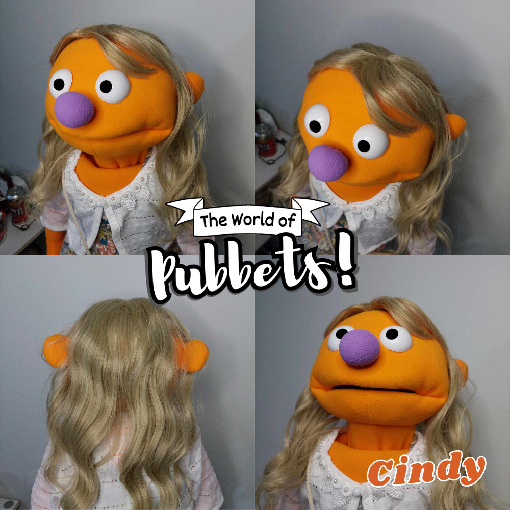 Cindy - Premium Orange 27" Full-Body Hand Puppet with Outfit, Shoes & Carry Bag