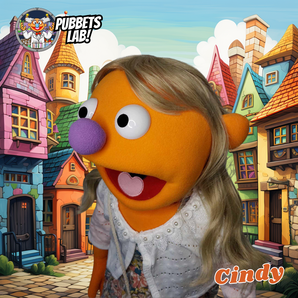Cindy - Premium Orange 27" Full-Body Hand Puppet with Outfit, Shoes & Carry Bag