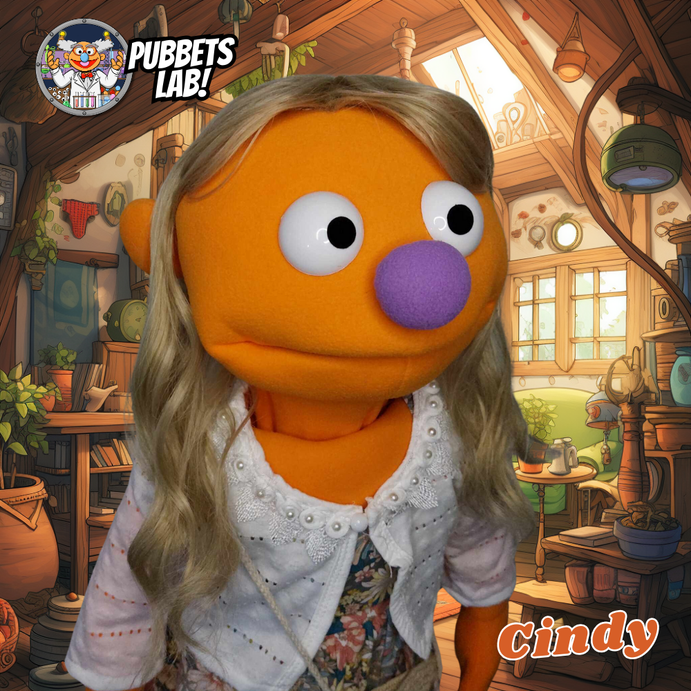 Cindy - Premium Orange 27" Full-Body Hand Puppet with Outfit, Shoes & Carry Bag