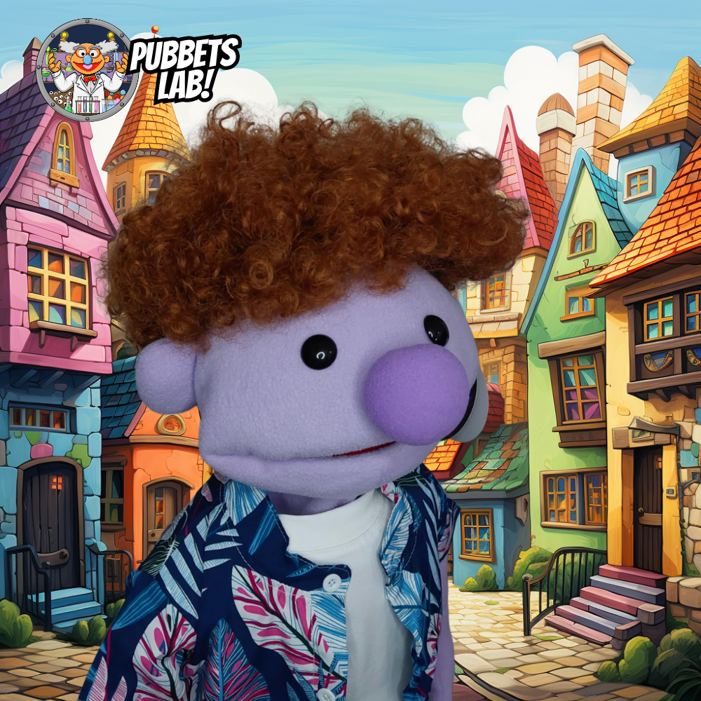 Jax – 28” Full-Body Puppet with Chestnut Afro & Tropical Shirt