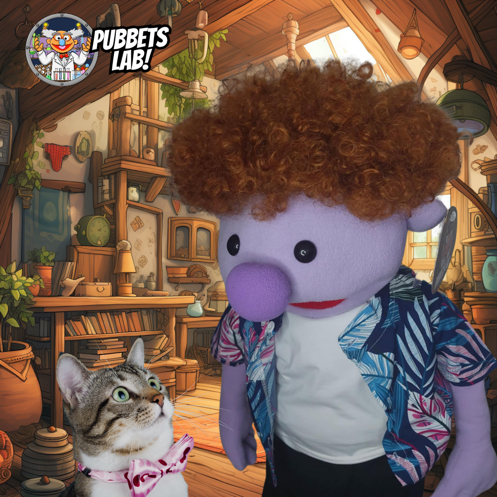 Jax – 28” Full-Body Puppet with Chestnut Afro & Tropical Shirt