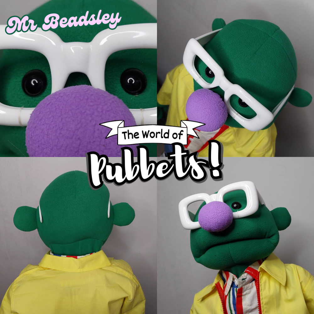 Mr Beadsley - Premium 28" Full-Body Green Man Puppet with Outfit & Carry Bag