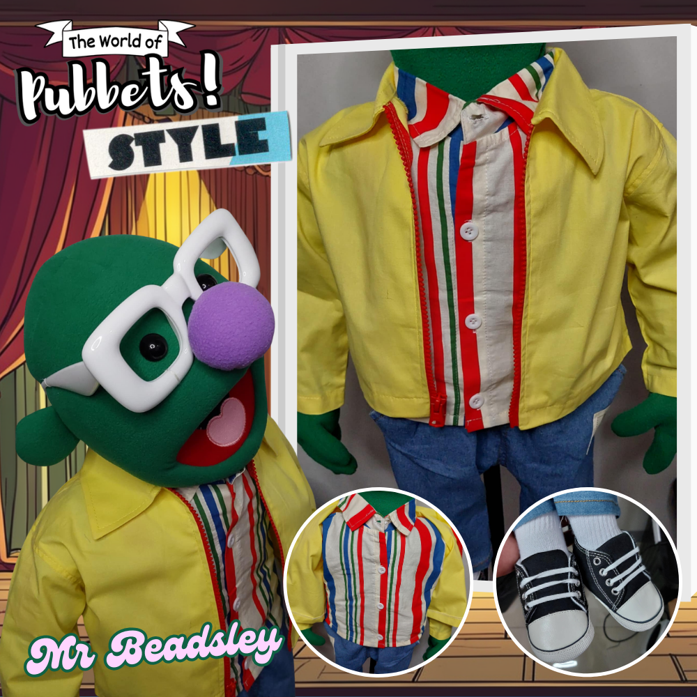 Mr Beadsley - Premium 28" Full-Body Green Man Puppet with Outfit & Carry Bag