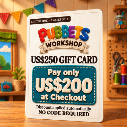 Pubbets Workshop Relaunch Gift Card | SAVE 20% | 15-29 September 2026
