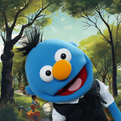 Sam – Pubbet Sidekick Blue Boy Hand Puppet with Carry Bag (14”/35cm)