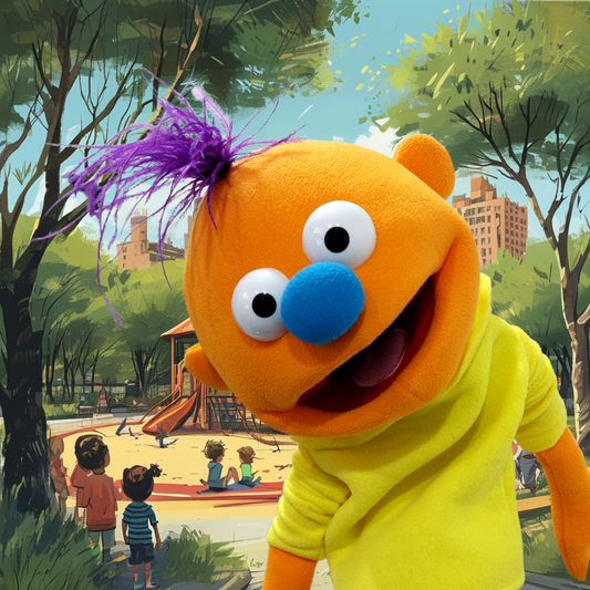 Jasper – Pubbet Sidekick Orange Boy Hand Puppet with Carry Bag (14”/35cm)