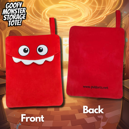 Goofy Monster Tote – Red Plush Storage Bag with Zipper & Strap (30x45cm)