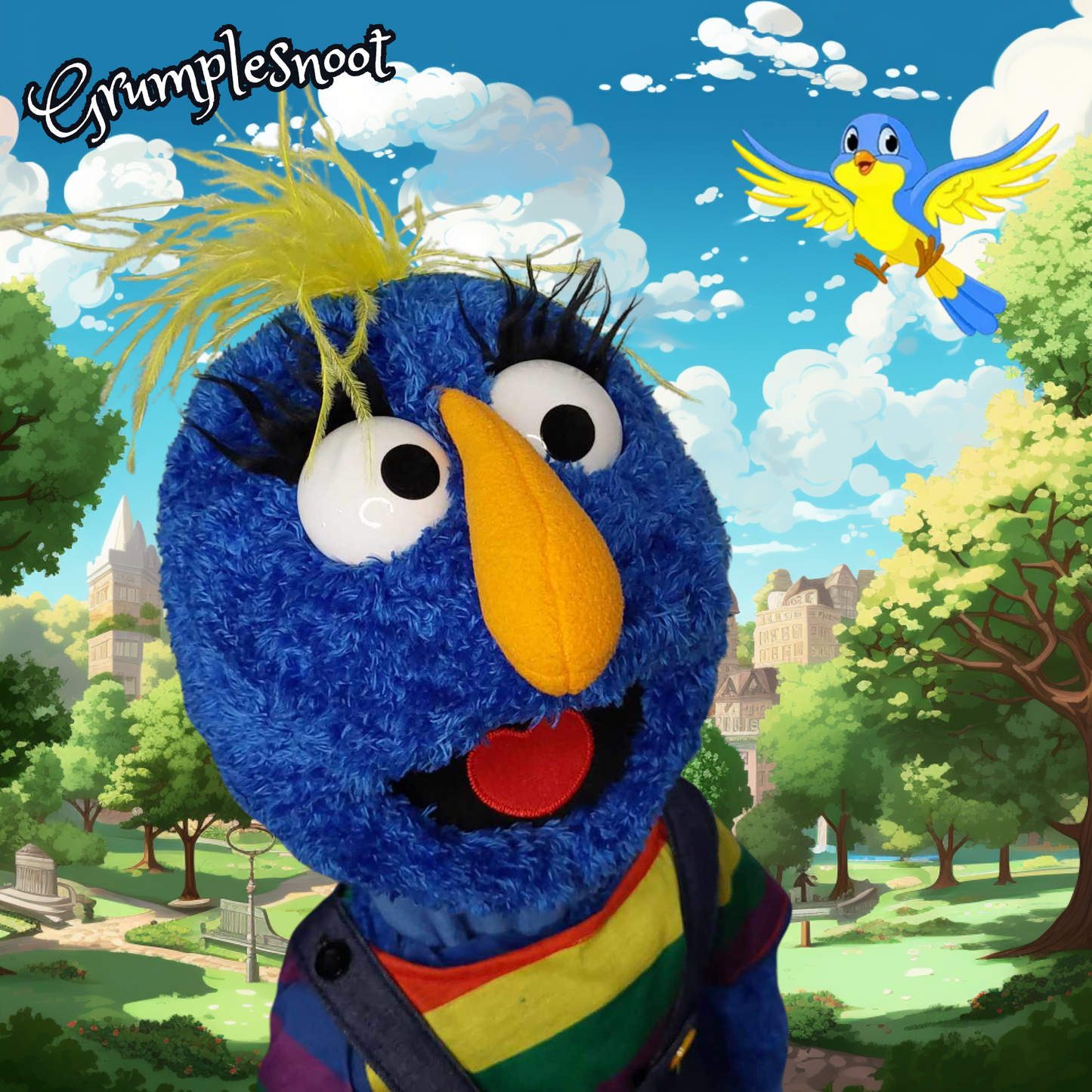 Grumplesnoot – Premium Full-Body Blue Furry Monster Puppet (24”/60cm)