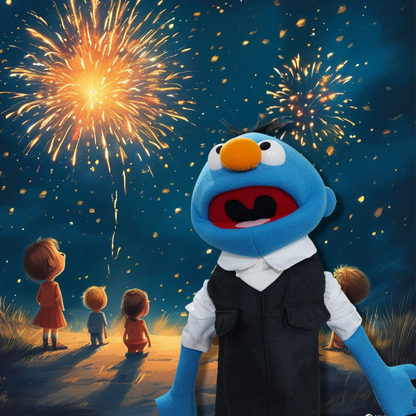 Sam – Pubbet Sidekick Blue Boy Hand Puppet with Carry Bag (14”/35cm)