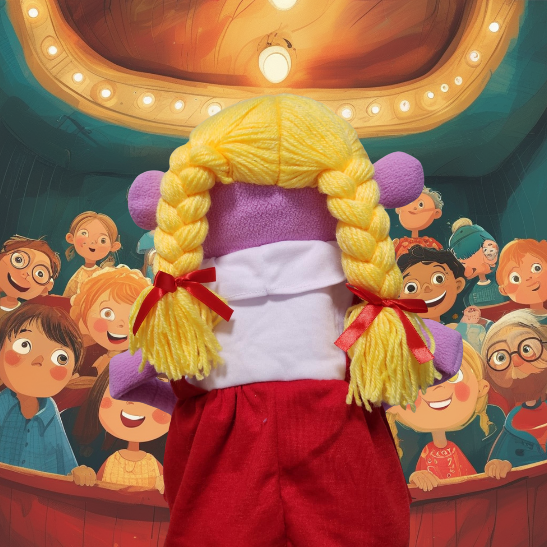 Ellie May – Pubbet Sidekick Purple Girl Hand Puppet with Carry Bag (14”/35cm)