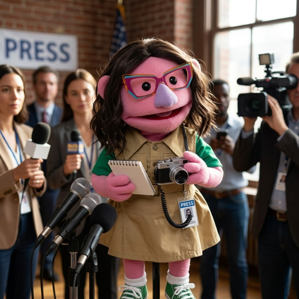 Amber Newsly – Reporter Hand Puppet | 28" Pubbets Original | 1 of 1