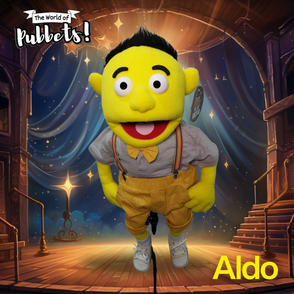 Aldo - Premium 28" Yellow Full-Body Boy Hand Puppet with Outfit & Carry Bag