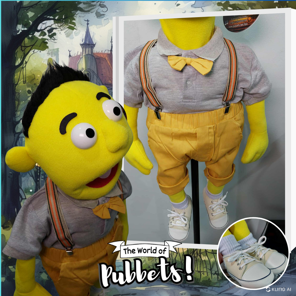 Aldo - Premium 28" Yellow Full-Body Boy Hand Puppet with Outfit & Carry Bag