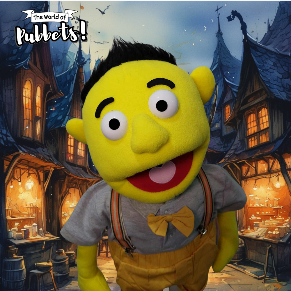 Aldo - Premium 28" Yellow Full-Body Boy Hand Puppet with Outfit & Carry Bag
