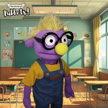Bobby - Premium Full-Body Purple Puppet with Oversized Glasses
