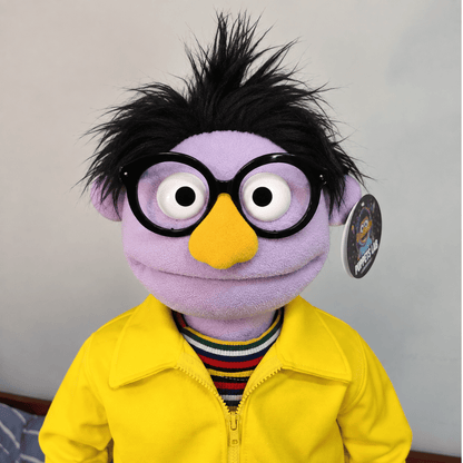 Buddy – Purple Guy Hand Puppet | Yellow Jacket, Glasses & Wild Hair | Pubbets Premium Original | 1 of 1