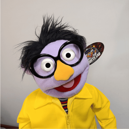 Buddy – Purple Guy Hand Puppet | Yellow Jacket, Glasses & Wild Hair | Pubbets Premium Original | 1 of 1