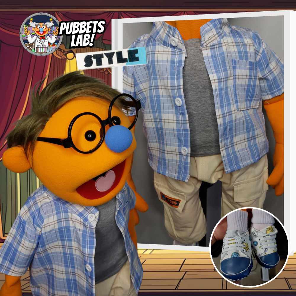 Dave - Premium 28" Full-Body Orange Man Puppet with One-Off Outfit & Carry Bag