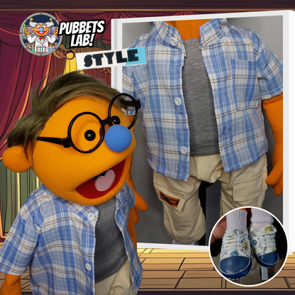 Dave - Premium 28" Full-Body Orange Man Puppet with One-Off Outfit & Carry Bag
