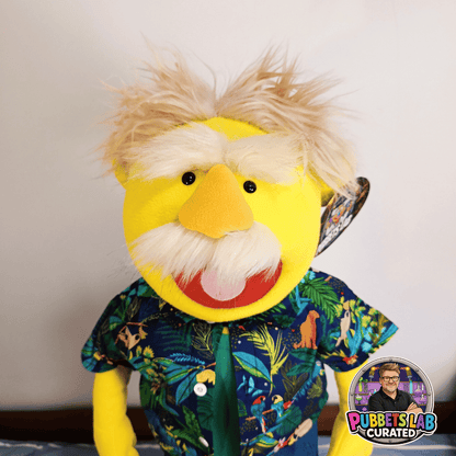 Fergus | Full-Body Yellow Grandpa Character Hand Puppet (1 of 1) with Outfit