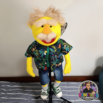 Fergus | Full-Body Yellow Grandpa Character Hand Puppet (1 of 1) with Outfit