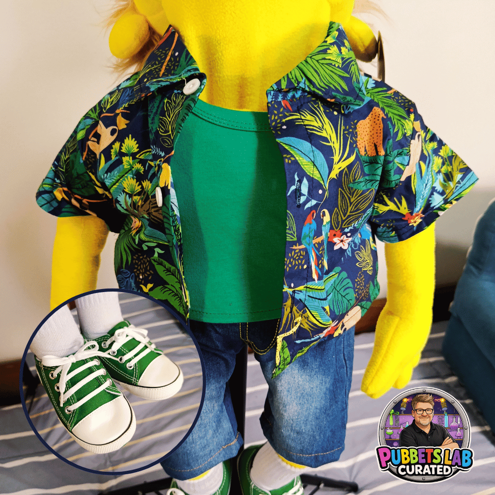 Fergus | Full-Body Yellow Grandpa Character Hand Puppet (1 of 1) with Outfit
