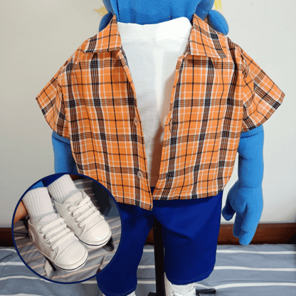 Fred| Full-BodyBlue Guy Character Hand Puppet (1 of 1) with Bespoke Outfit