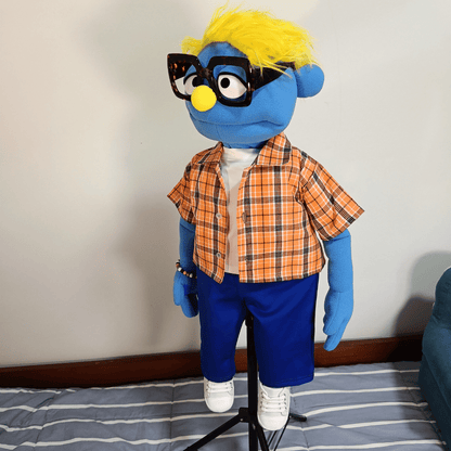 Fred| Full-BodyBlue Guy Character Hand Puppet (1 of 1) with Bespoke Outfit