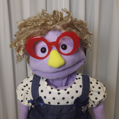 Gemma – Curly-Haired Girl Hand Puppet | Red Glasses | Pubbets Lab Original | 1 of 1