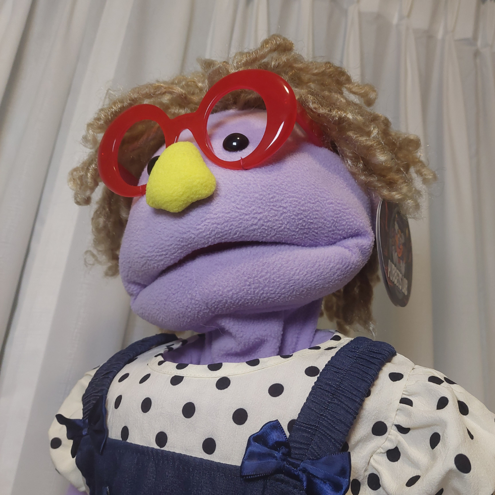 Gemma – Curly-Haired Girl Hand Puppet | Red Glasses | Pubbets Lab Original | 1 of 1