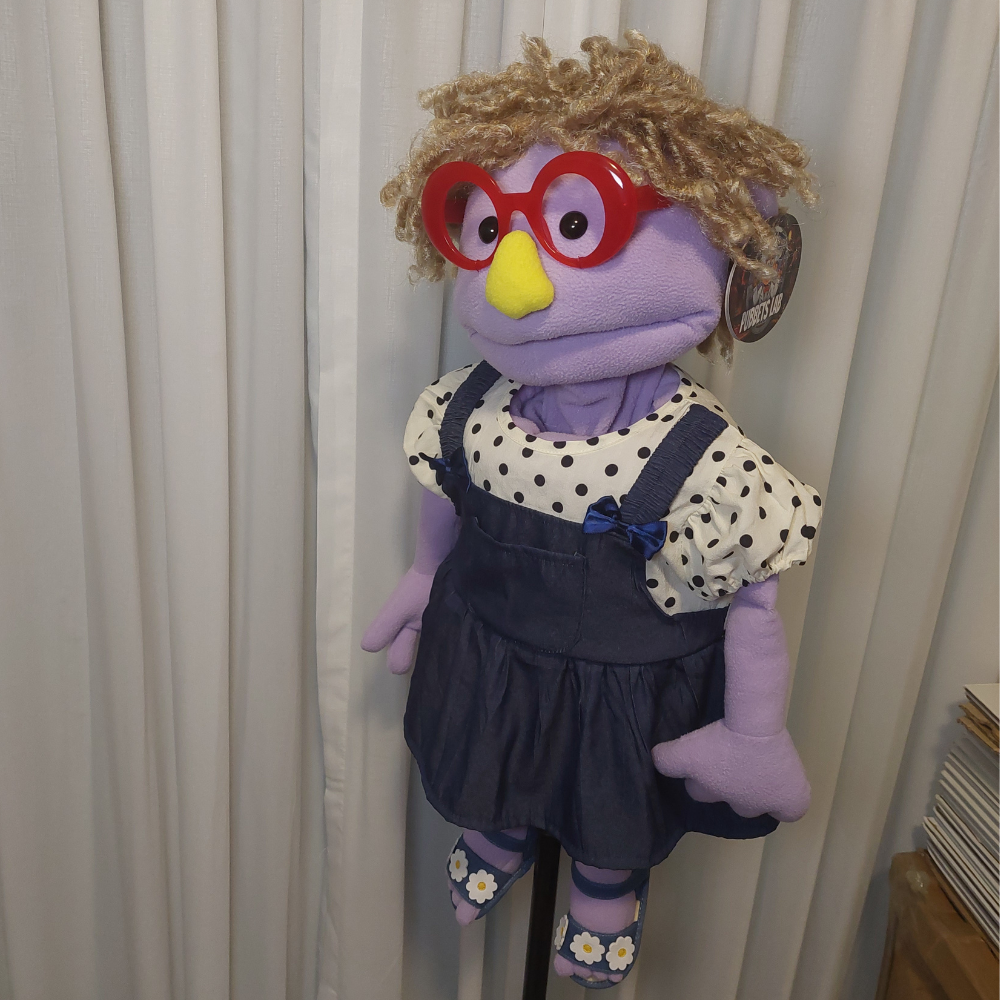 Gemma – Curly-Haired Girl Hand Puppet | Red Glasses | Pubbets Lab Original | 1 of 1