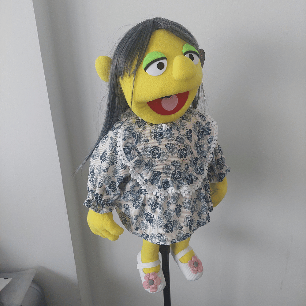 Nanny Liza - Premium Yellow 28"/70cm Full-Body Grandma Puppet with Outfit & Carry Bag