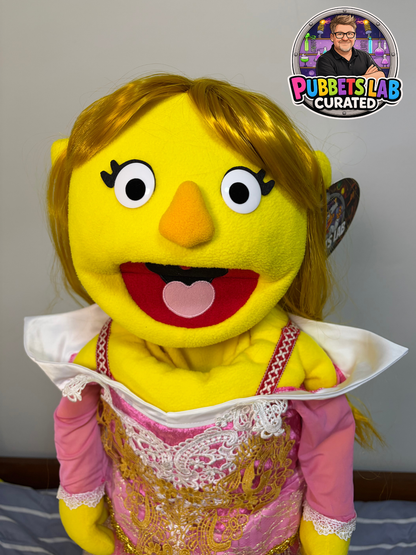 Princess Pippa Puddleton - Yellow Princess Hand Puppet | Deluxe Pink & Gold Gown, Blonde Hair | Pubbets Lab Original | 1 of 1