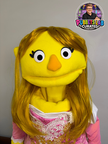 Princess Pippa Puddleton - Yellow Princess Hand Puppet | Deluxe Pink & Gold Gown, Blonde Hair | Pubbets Lab Original | 1 of 1