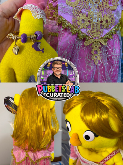 Princess Pippa Puddleton - Yellow Princess Hand Puppet | Deluxe Pink & Gold Gown, Blonde Hair | Pubbets Lab Original | 1 of 1