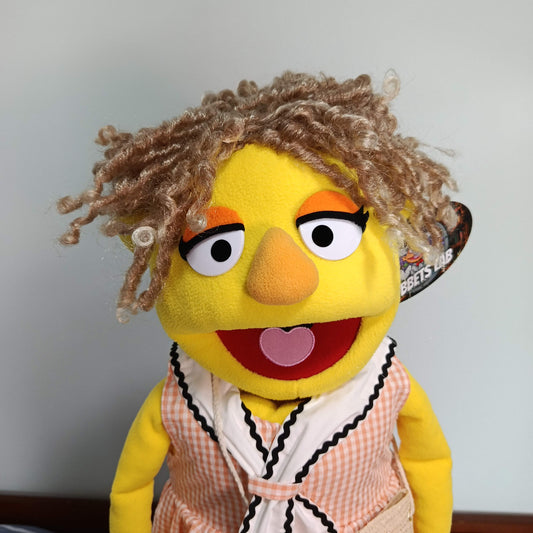 Peggy – Yellow Girl Hand Puppet | Gingham Dress & Straw Bag | Pubbets Lab Original | 1 of 1