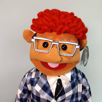 Morty – Gameshow Host Hand Puppet | Red Curly Hair & Plaid Suit | Pubbets Lab Original | 1 of 1