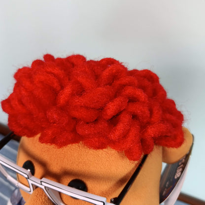 Morty – Gameshow Host Hand Puppet | Red Curly Hair & Plaid Suit | Pubbets Lab Original | 1 of 1