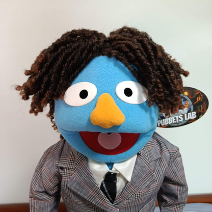 Clive – Blue Guy Hand Puppet | Glen Check Suit & Twists | Pubbets Lab Original | 1 of 1