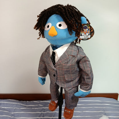 Clive – Blue Guy Hand Puppet | Glen Check Suit & Twists | Pubbets Lab Original | 1 of 1