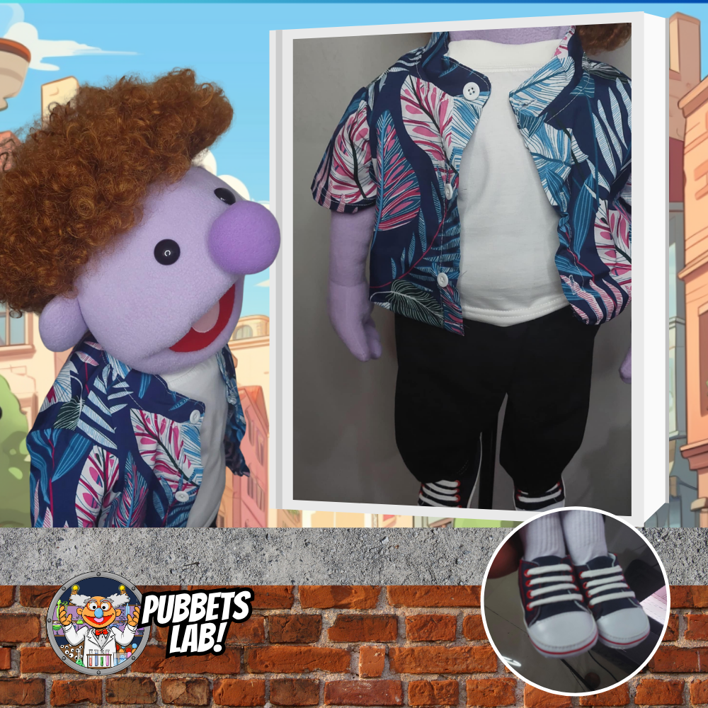 Jax – 28” Full-Body Puppet with Chestnut Afro & Tropical Shirt