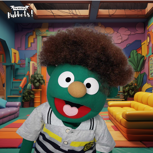 Milo - Premium Dark Green 32" Full-Body Puppet with Outfit & Afro Hair |DHL Express Included