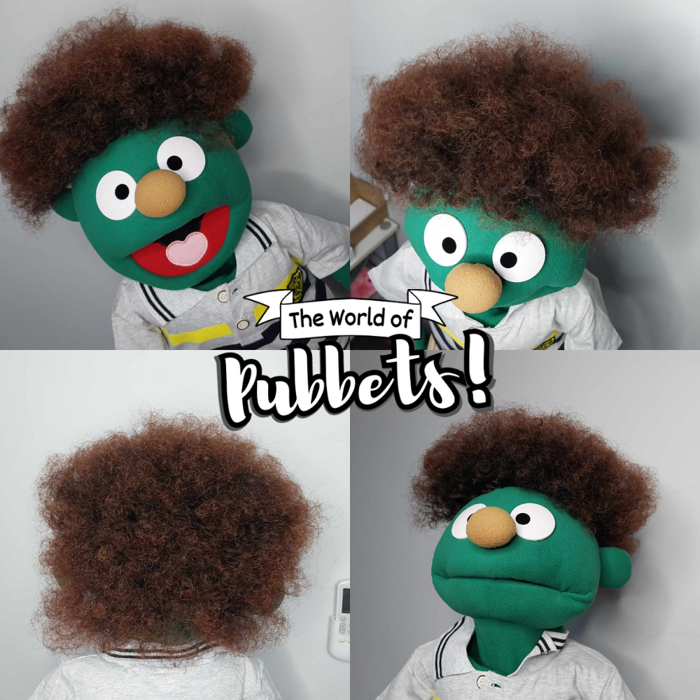 Milo - Premium Dark Green 32" Full-Body Puppet with Outfit & Afro Hair |DHL Express Included