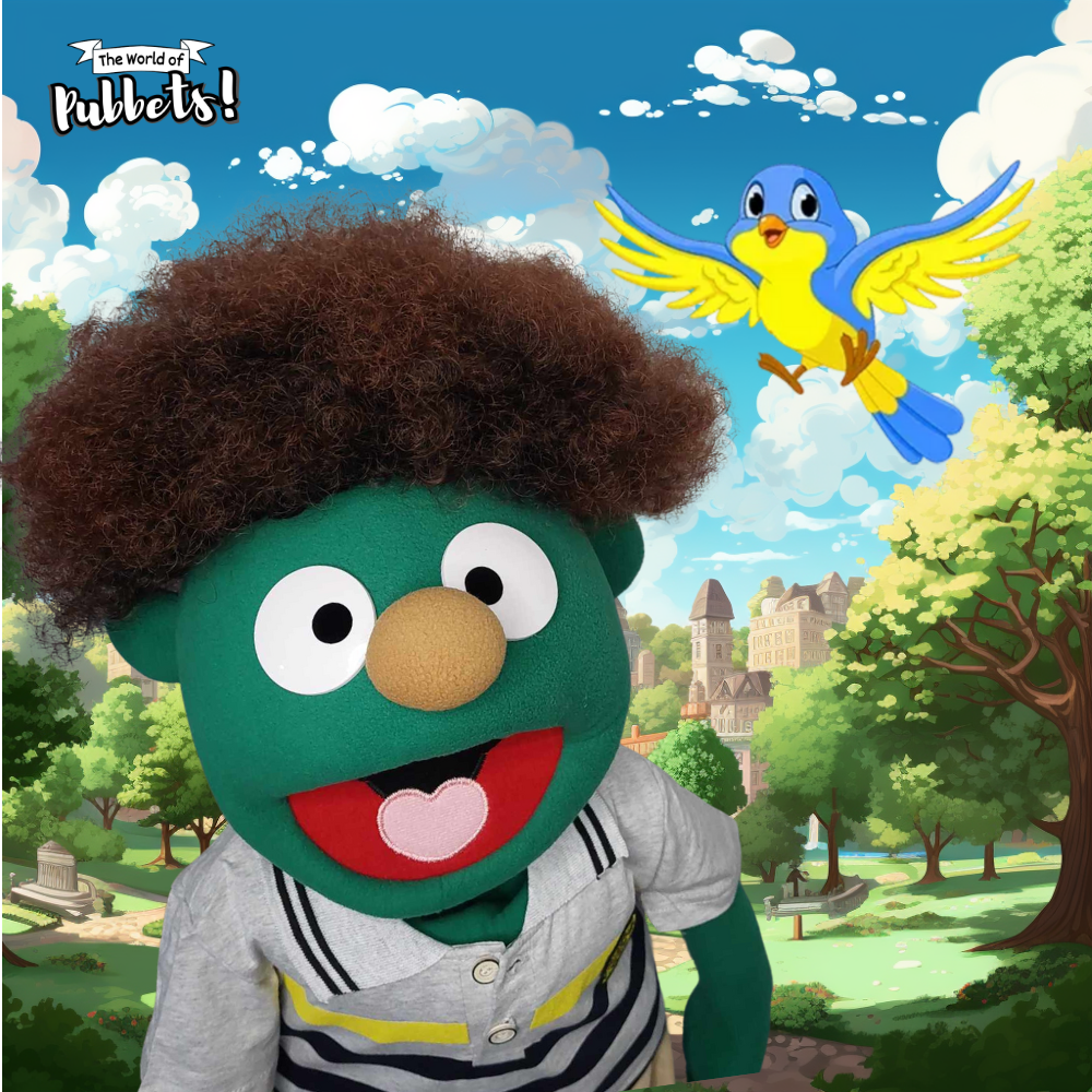 Milo - Premium Dark Green 32" Full-Body Puppet with Outfit & Afro Hair |DHL Express Included