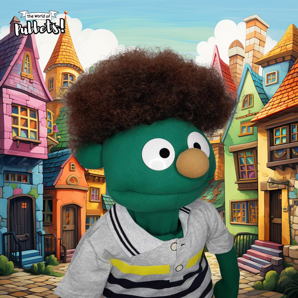 Milo - Premium Dark Green 32" Full-Body Puppet with Outfit & Afro Hair |DHL Express Included