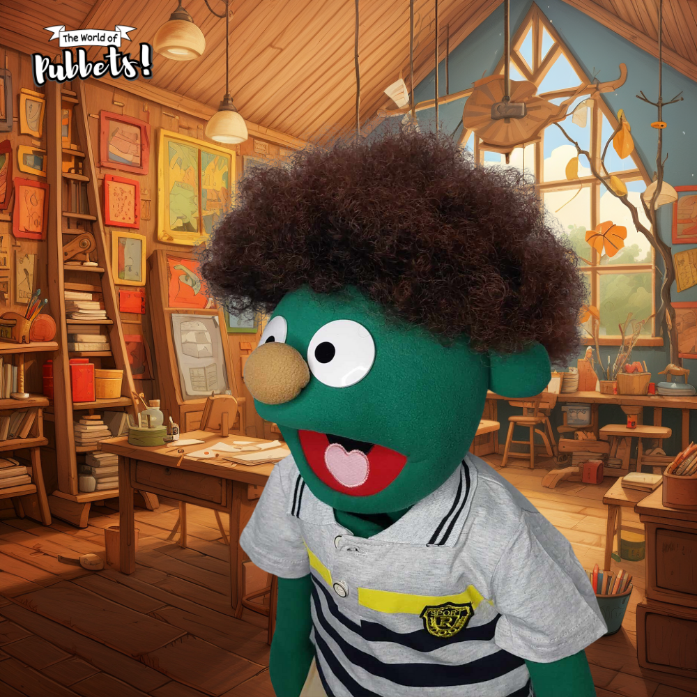 Milo - Premium Dark Green 32" Full-Body Puppet with Outfit & Afro Hair |DHL Express Included