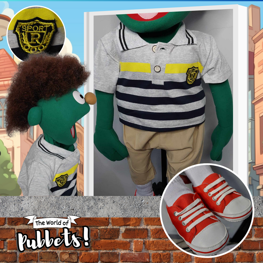 Milo - Premium Dark Green 32" Full-Body Puppet with Outfit & Afro Hair |DHL Express Included